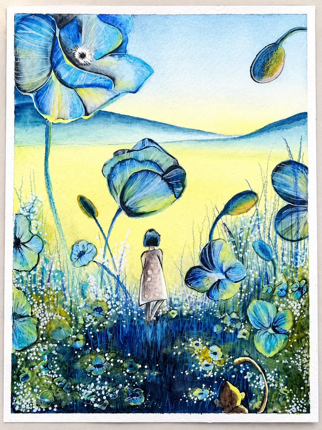 Jardin bleu — illustration originale d’Anaïs Eck