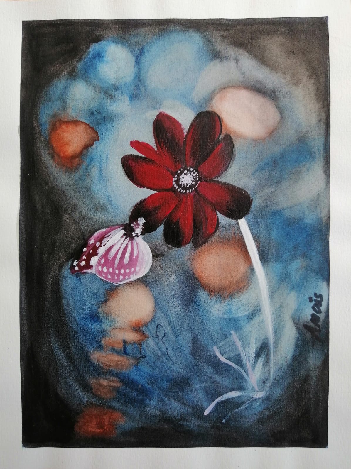 Butterfly encadrée — vue de l’œuvre dans un cadre blanc / Butterfly framed — view of the artwork in a white frame