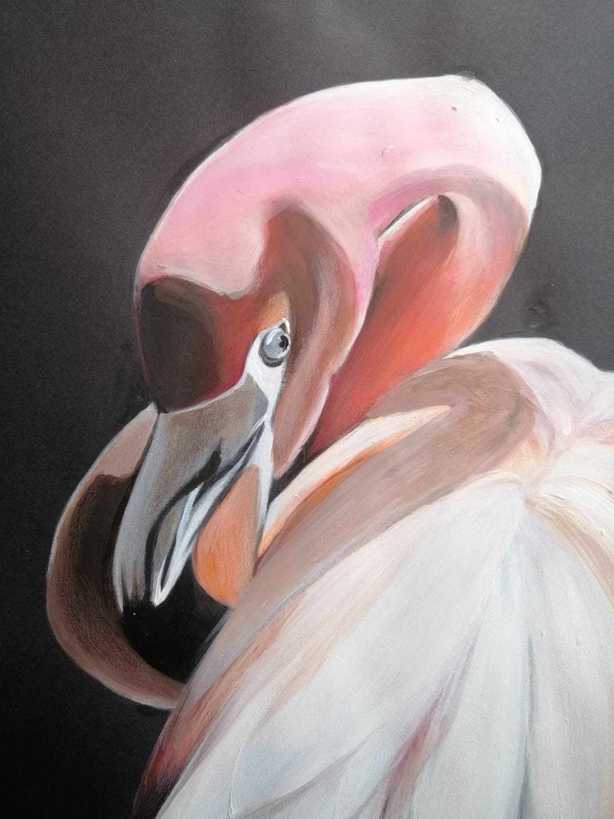 La vie en rose encadrée en blanc, vue en situation / La vie en rose framed in white, hanging on a wall