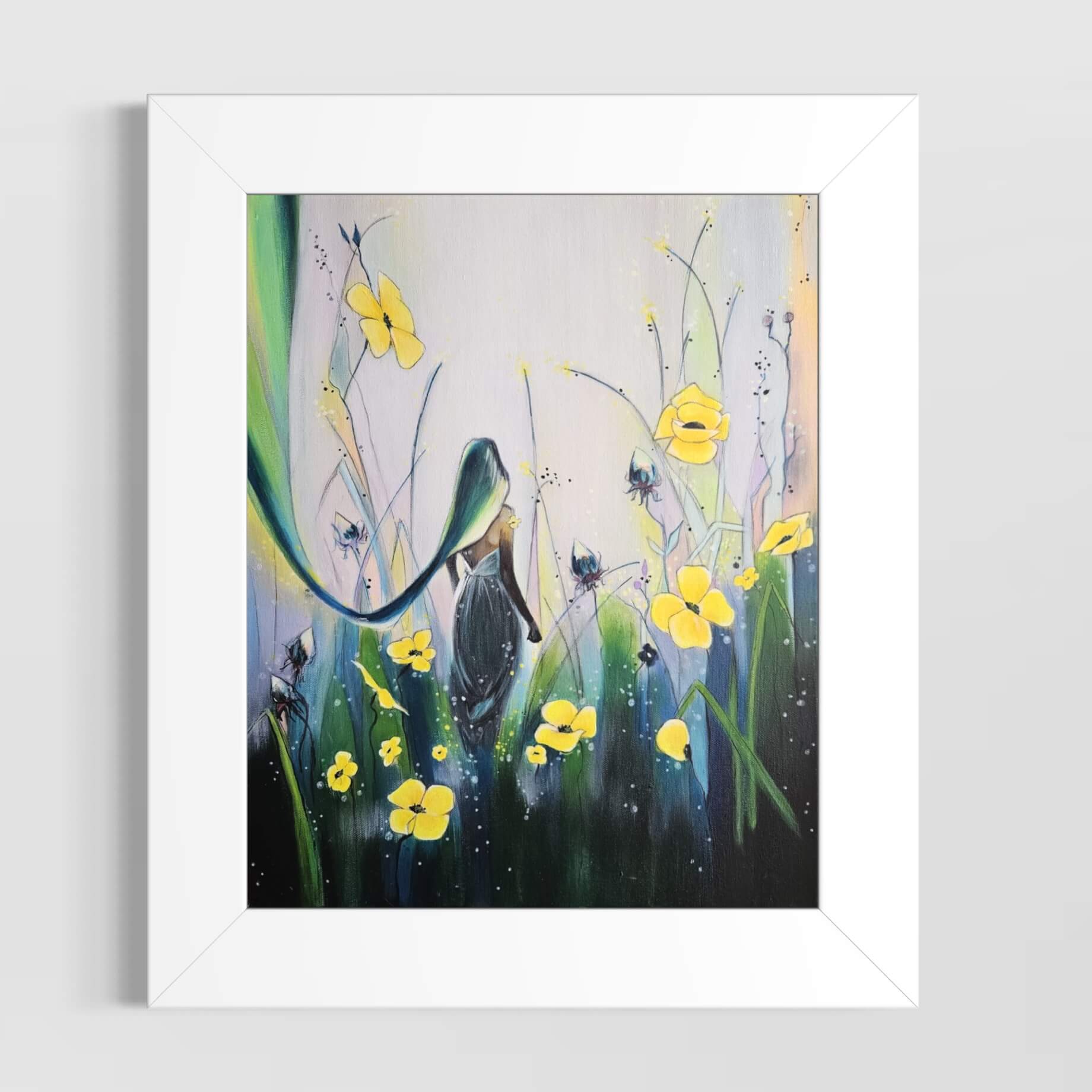 paysage onirique acrylique sur toile. / Dreamlike landscape, acrylic on canvas, signed Anaïs Eck.