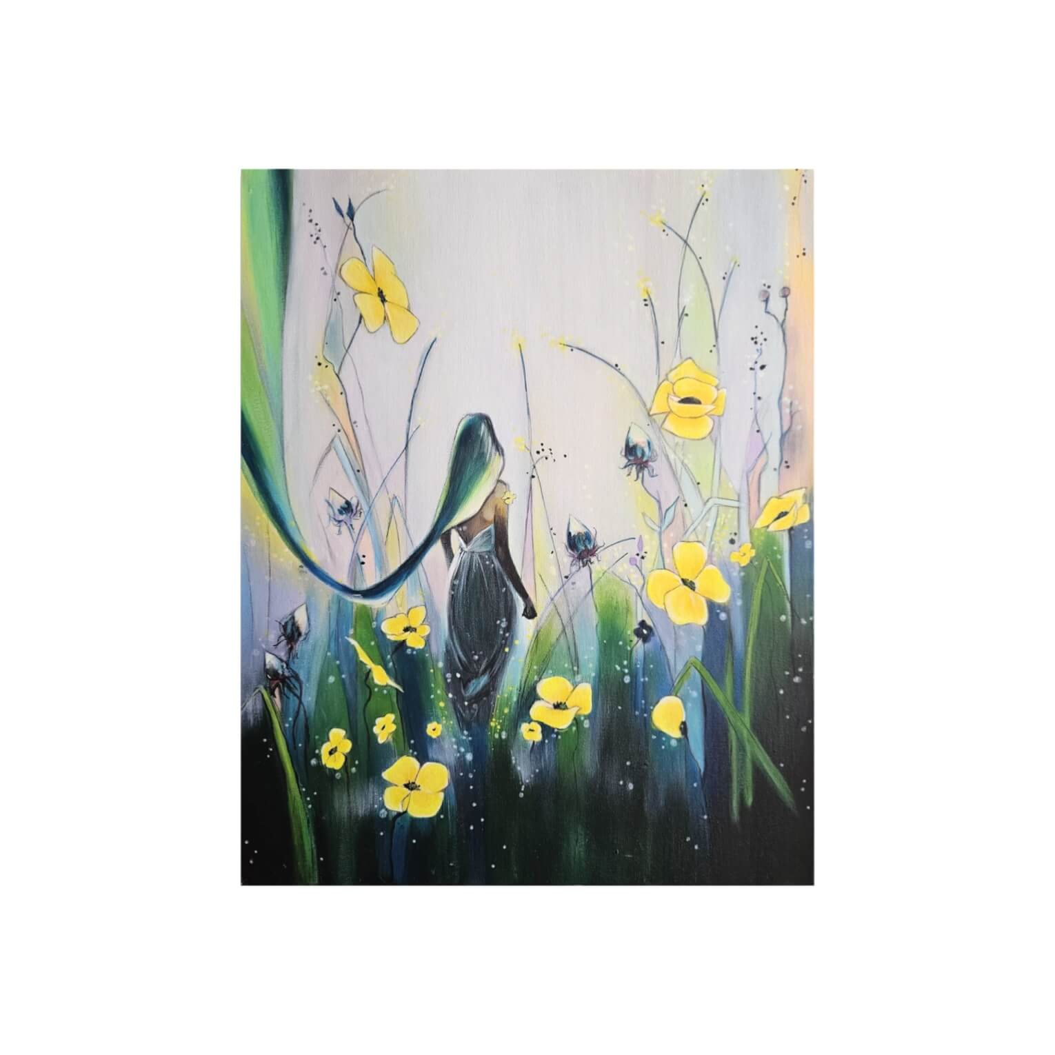 paysage onirique acrylique sur toile. / Dreamlike landscape, acrylic on canvas, signed Anaïs Eck.