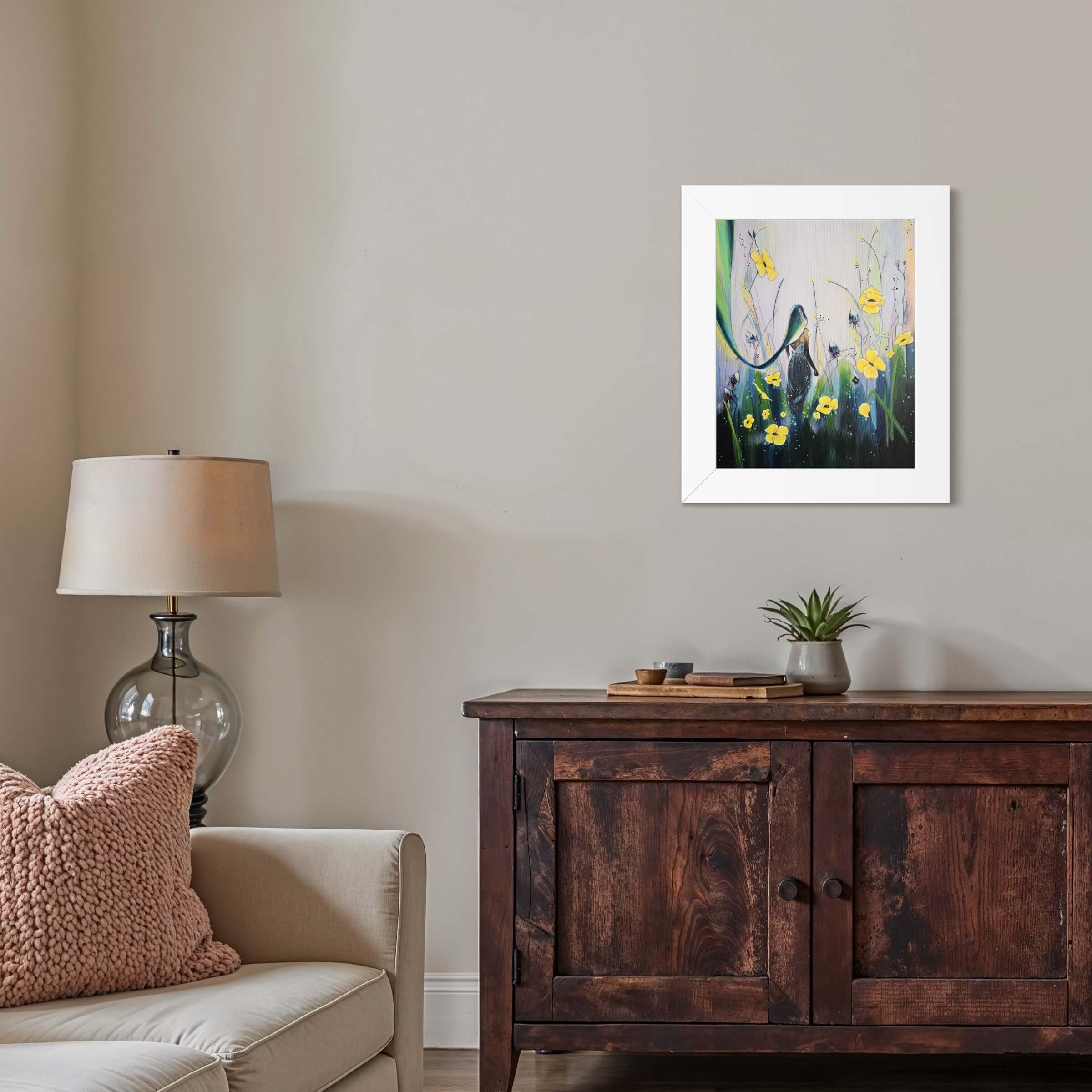 paysage onirique acrylique sur toile. / Dreamlike landscape, acrylic on canvas, signed Anaïs Eck.