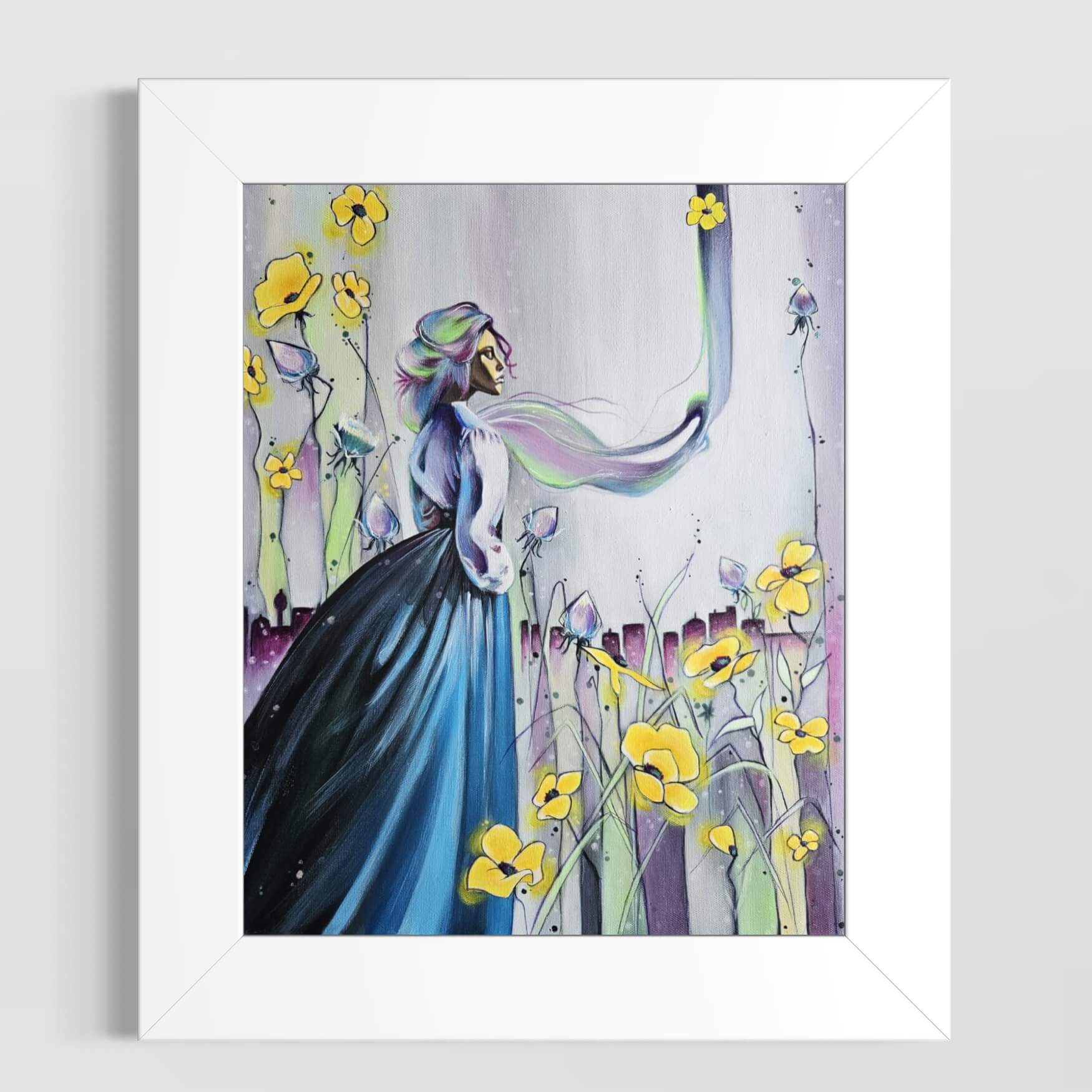 paysage onirique acrylique sur toile. / Dreamlike landscape, acrylic on canvas, signed Anaïs Eck.